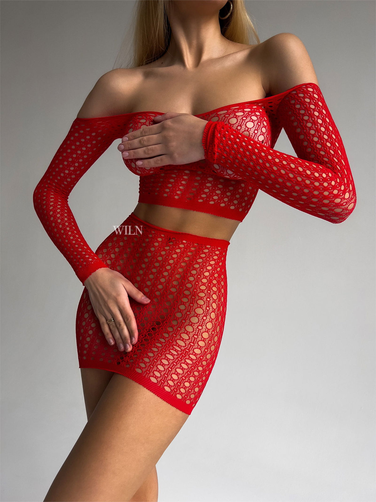BORDELLE Red 2 Piece Bodystocking One Size