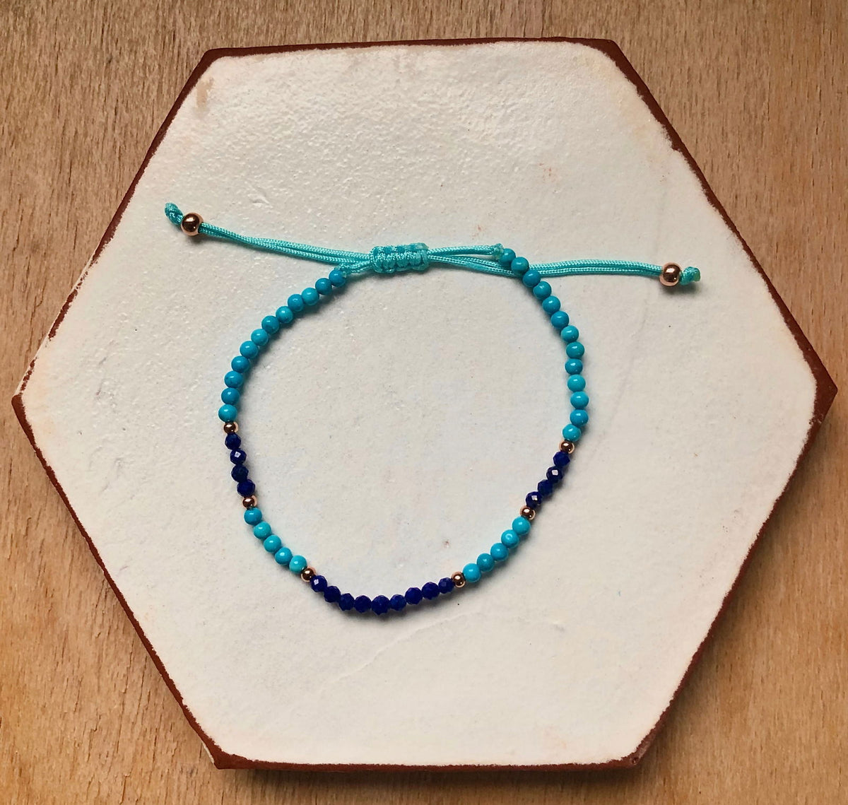 Friendship Bracelet with Turquoise and Navy Stones