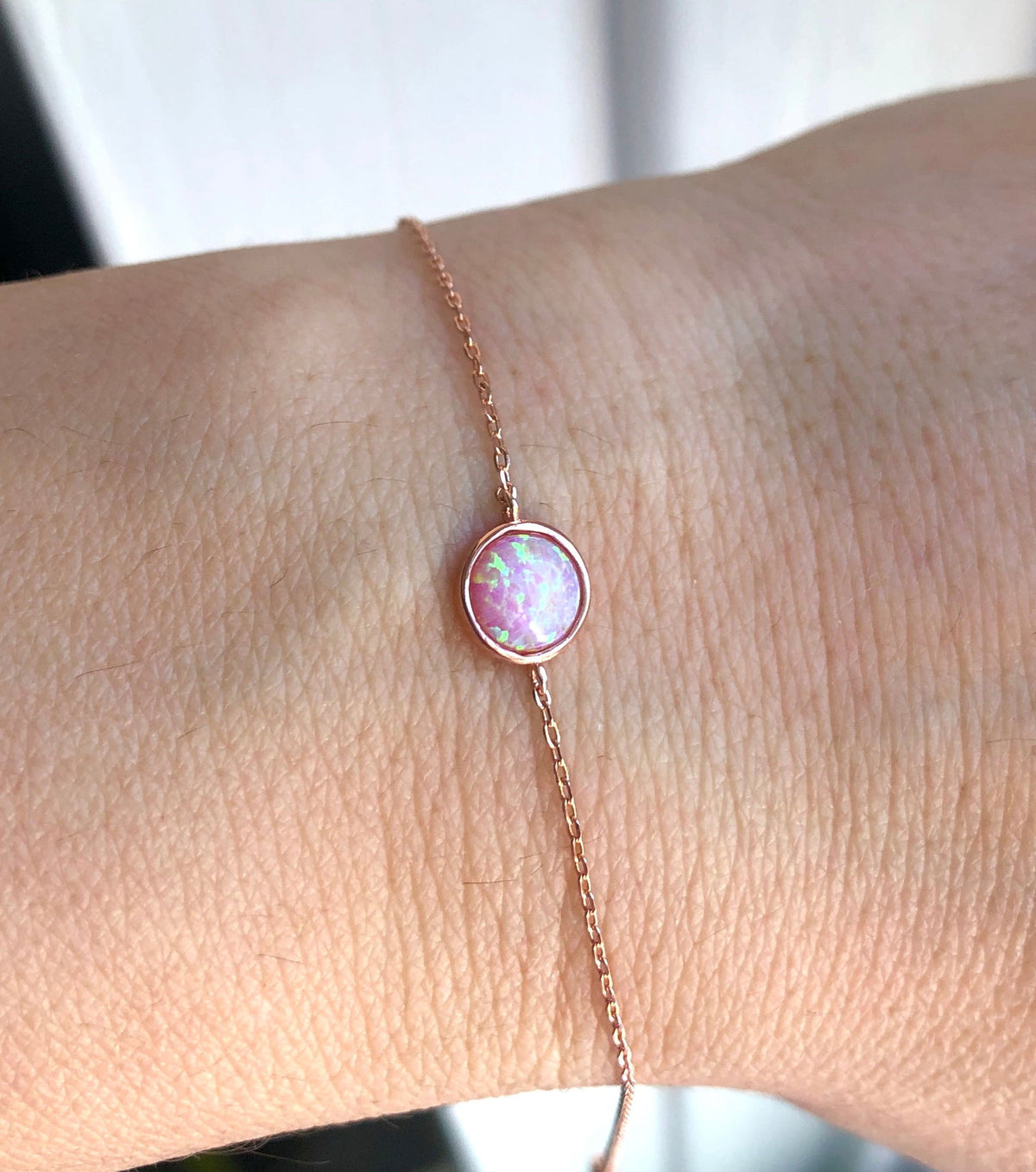 Bracelets with Opal stones Rose - Pink - Round Opal
