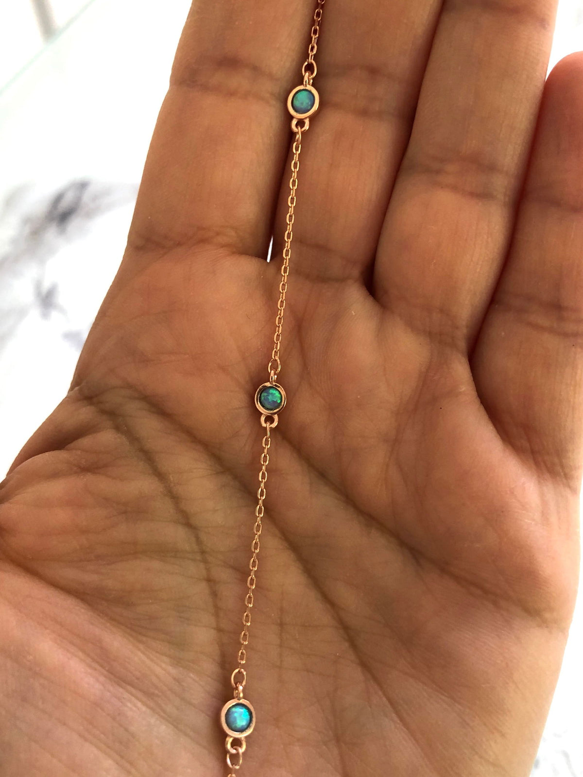 Bracelets with Opal stones Rose - Blue - 3 small Opals