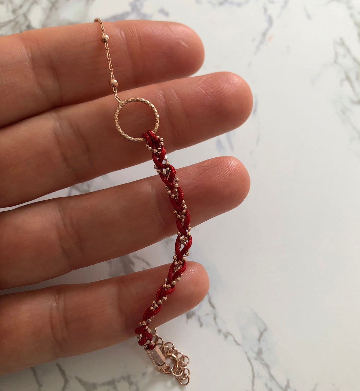 Braided Bracelets with Chain Red