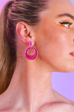 Bright and Sparkly Double Circle Resin Earrings with Sterling Silver Stud