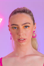 Bright and Sparkly Double Circle Resin Earrings with Sterling Silver Stud