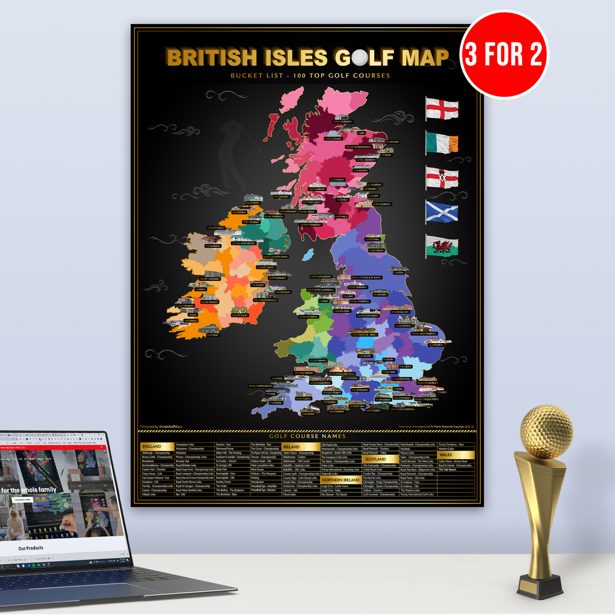 British Isles Golf Scratch Off Map