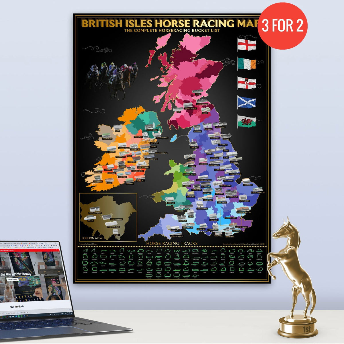 British Isles Horse Racing Scratch Off Map