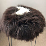 British Sheepskin Roundie Natural Brown with White Cream Ivory Feature ::: Seat Cover 35cm