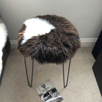 British Sheepskin Roundie Natural Brown with White Cream Ivory Feature ::: Seat Cover 35cm