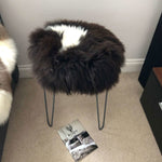 British Sheepskin Roundie Natural Brown with White Cream Ivory Feature ::: Seat Cover 35cm