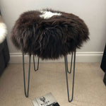 British Sheepskin Roundie Natural Brown with White Cream Ivory Feature ::: Seat Cover 35cm