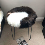 British Sheepskin Roundie Natural Brown with White Cream Ivory Feature ::: Seat Cover 35cm