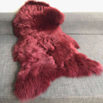 British Sheepskin Rug | Fleece Throw | Bordeaux Red | Large