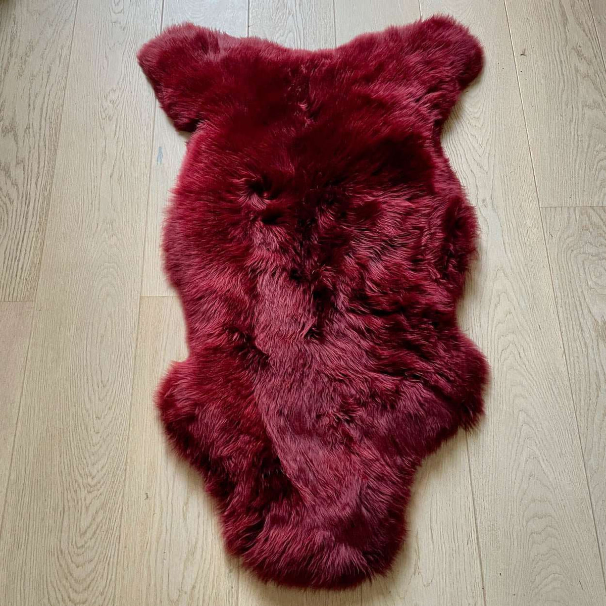 British Sheepskin Rug | Fleece Throw | Bordeaux Red | Large