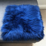 British Sheepskin Square Seat Cover 37cm Bright Navy Blue