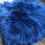 British Sheepskin Square Seat Cover 37cm Bright Navy Blue