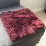British Sheepskin Square Seat Cover 37cm Burgundy