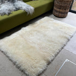 British White Curly Rectangular Rug 90cm x 150cm