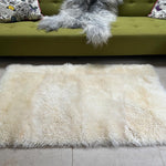 British White Curly Rectangular Rug 90cm x 150cm