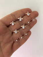 Rose Gold Plated Busy Bee Stud Earrings