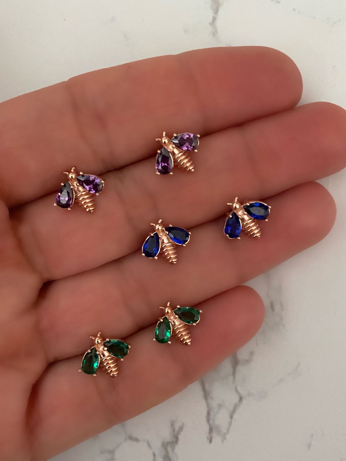 Rose Gold Plated Busy Bee Stud Earrings
