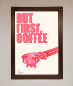 But First Coffee Framed Print Walnut