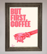 But First Coffee Framed Print Ornate Silver