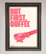 But First Coffee Framed Print Ornate Silver Black