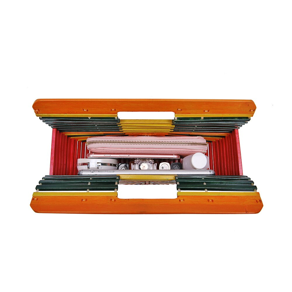 Carmen Handmade Bamboo Wood Woven Ladies Holiday Vacation Multicolour Bag