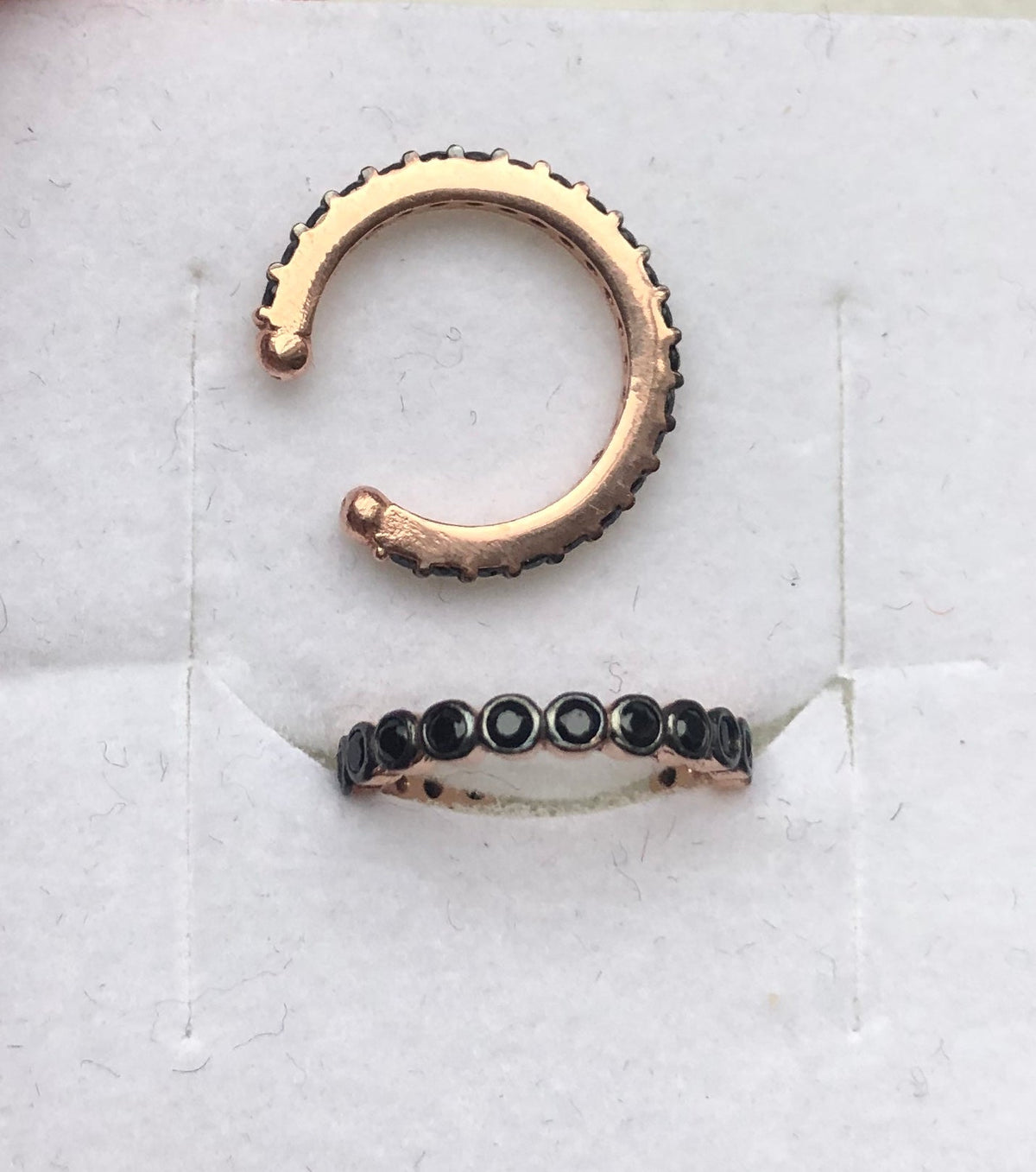 Cartilage Earrings - Paveset Hoops Black -1.5mm