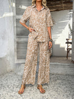 Casual Boho Holiday Style Contrast Print Wide Leg Trouser & Top Co-ord Set