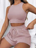 Casual Sleeveless Top & Shorts Loungewear Set Pink