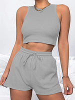 Casual Sleeveless Top & Shorts Loungewear Set Grey