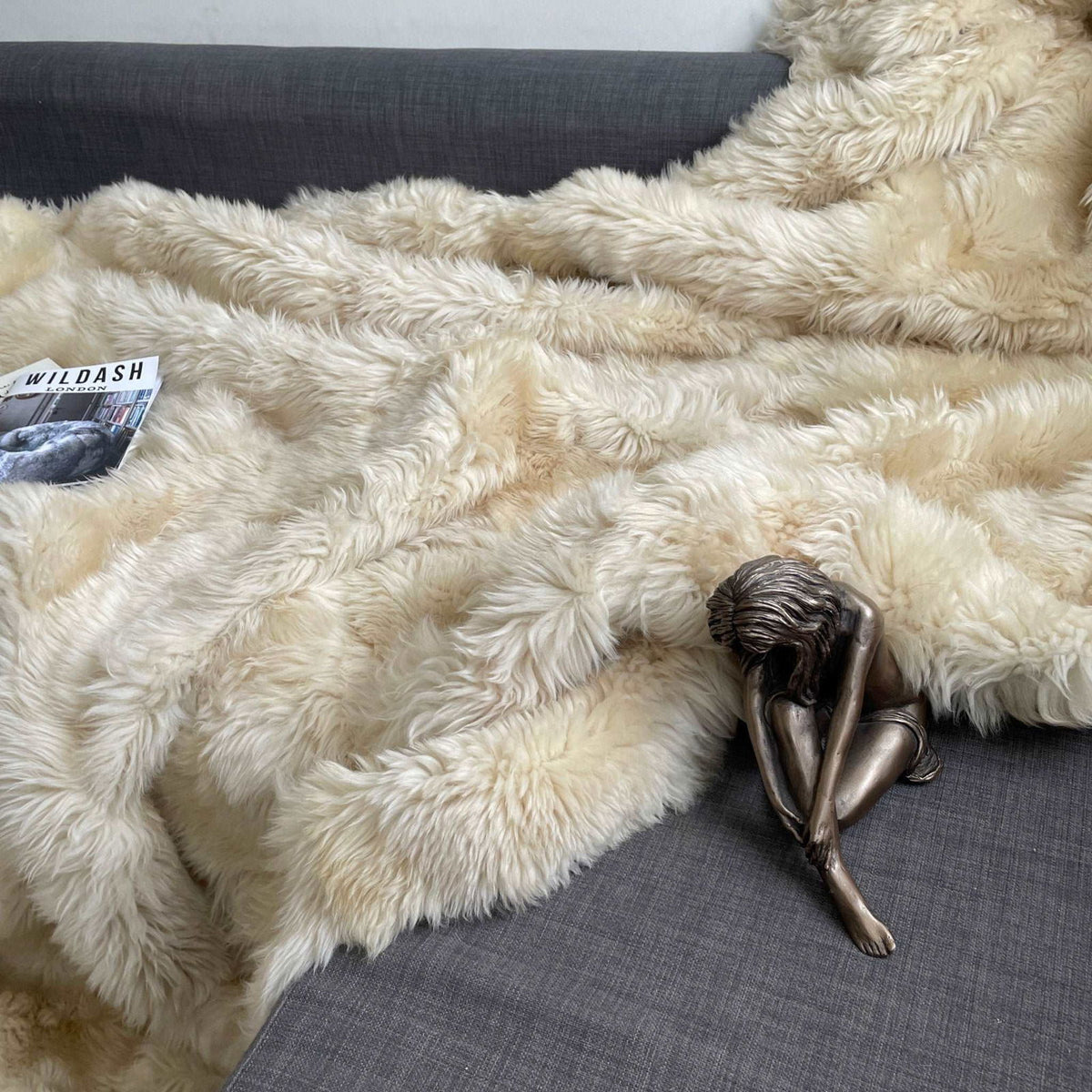 Champagne Tuscan Shearling Throw | Rug | Ultra Luxe Dense