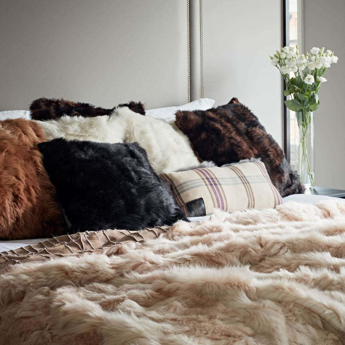 Champagne Tuscan Shearling Throw | Rug | Wildash London