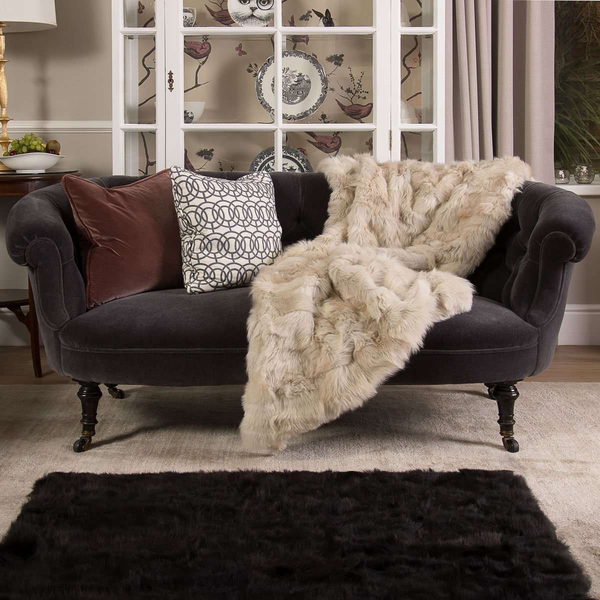 Champagne Tuscan Shearling Throw | Rug | Wildash London