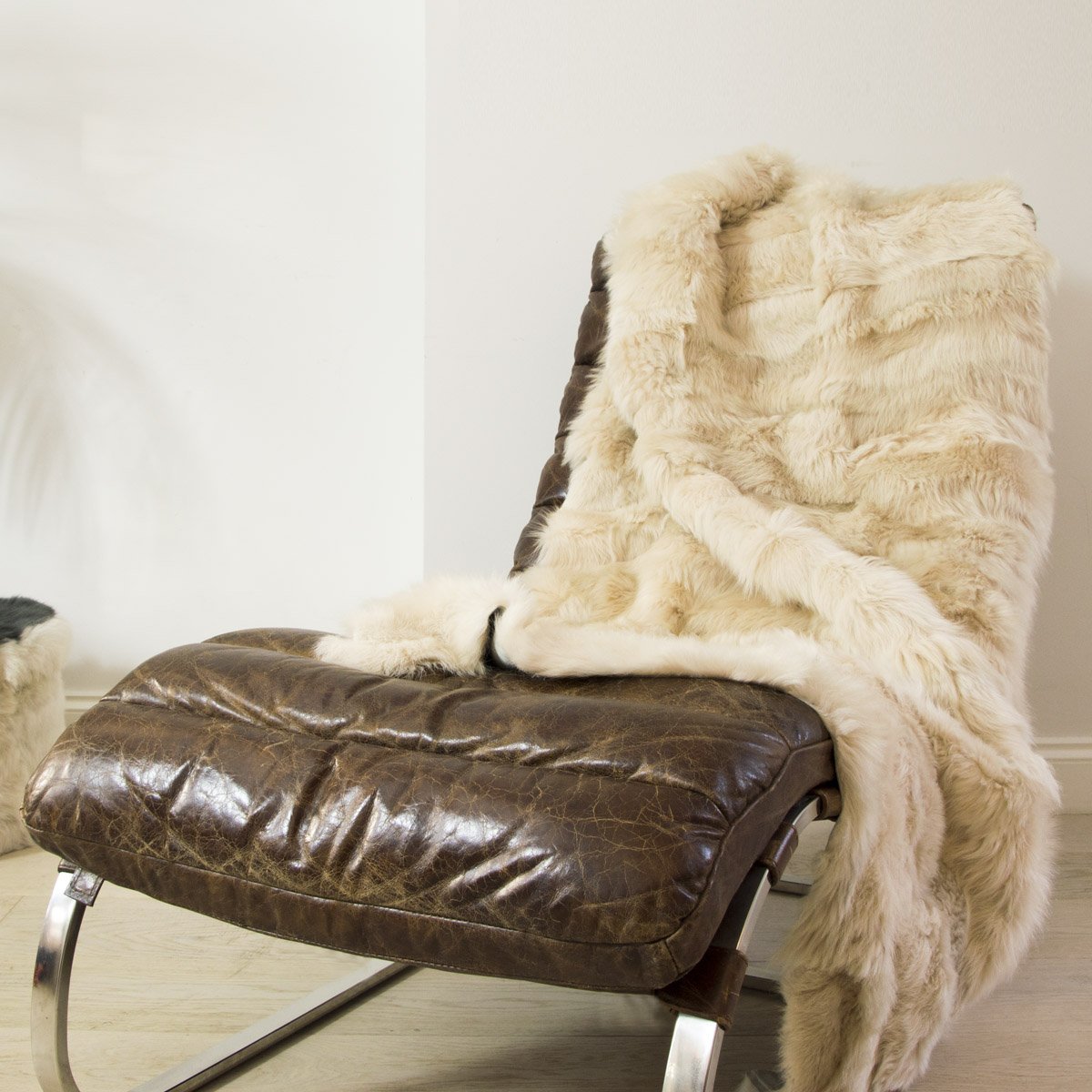 Champagne Tuscan Shearling Throw | Rug | Wildash London