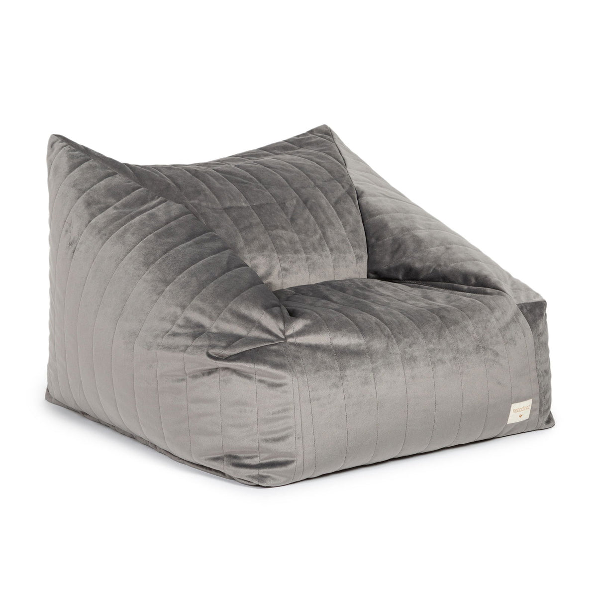 Chelsea Armchair Beanbag in Slate Grey Velvet by Nobodinoz