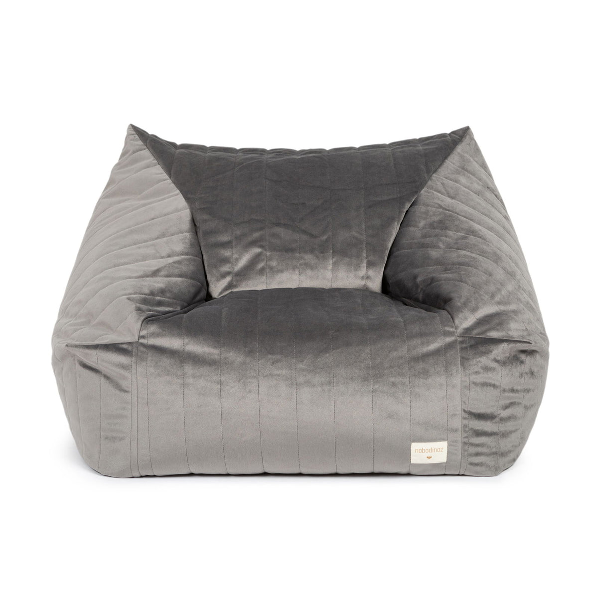 Chelsea Armchair Beanbag in Slate Grey Velvet by Nobodinoz