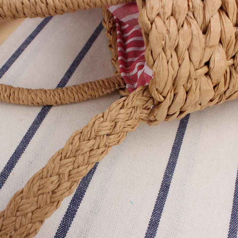 Cherry-Adorned Woven Straw Vacation Bag Small Beach Tote