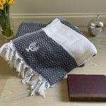 Chevron Organic Cotton Handloomed Throw - Navy