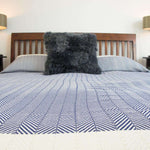 Chevron Organic Cotton Handloomed Throw - Navy