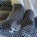 Chevron Organic Cotton Handloomed Throw - Navy