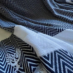 Chevron Organic Cotton Handloomed Throw - Navy