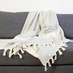 Chevron Organic Cotton Handloomed Throw - Pewter