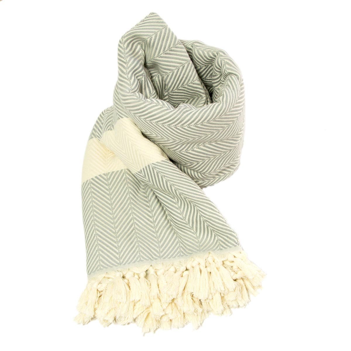 Chevron Organic Cotton Handloomed Throw - Pewter