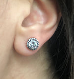 Classic Zircon Studs Large stone on rose gold plated frame