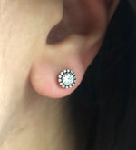 Classic Zircon Studs Medium Stone on Silver Frame