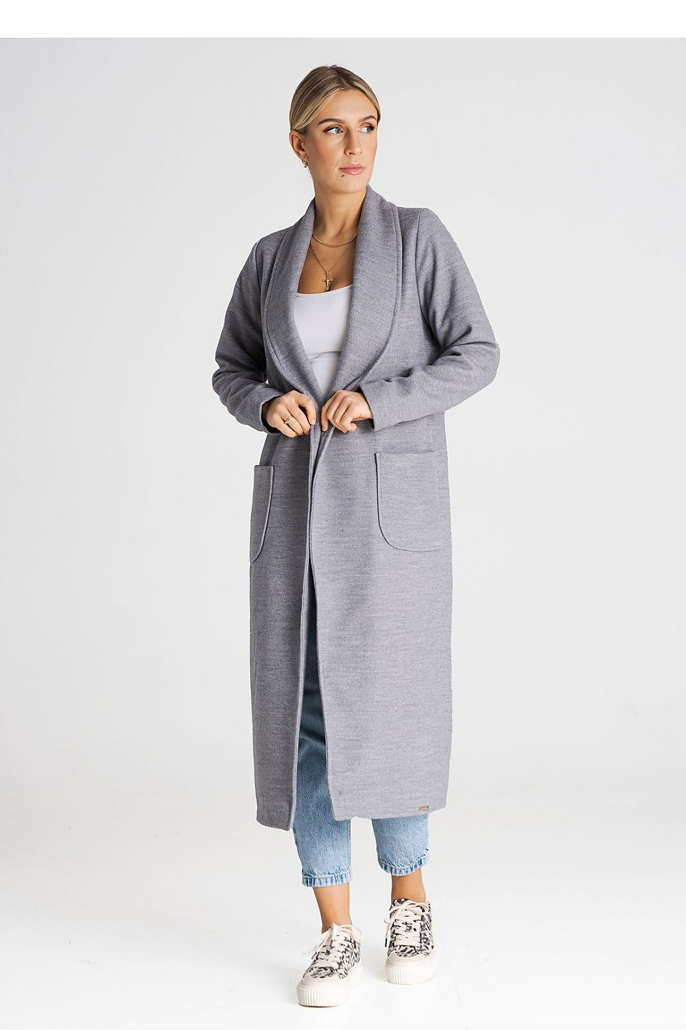 Figl Long Belted Straight Cut Coat
