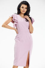 Awama Sweetheart Neckline Cocktail Midi Dress pink