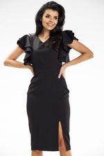 Awama Sweetheart Neckline Cocktail Midi Dress black