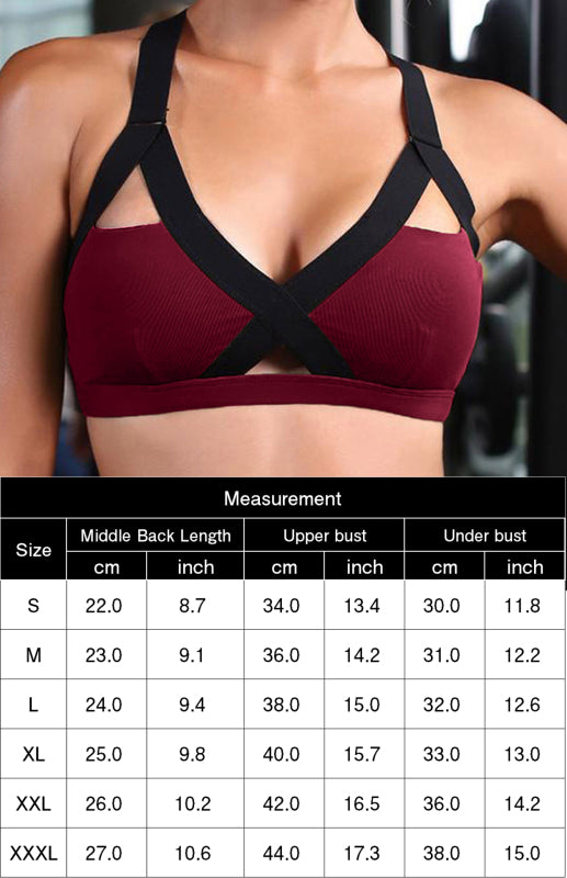Colour Contrast Sexy Cross Elastic Sports Bra